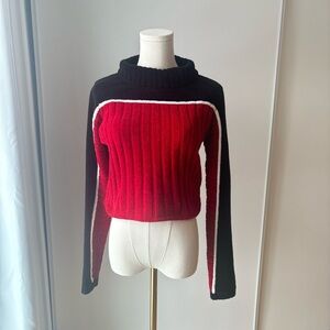 Vintage Red and Black Women's Sweater